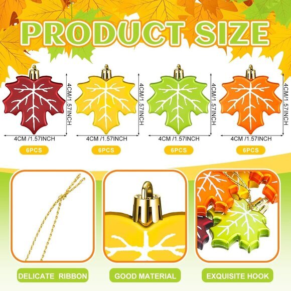Fall Thanksgiving Maple Leaf Ornament Candy Corn Plastic Harvest Hanging Pendant - Picture 3 of 6